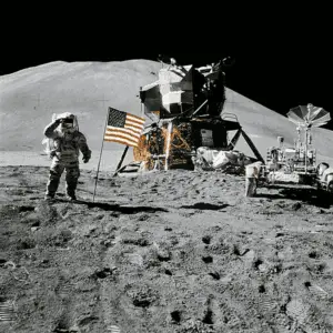 History of Space Exploration: Moon Landing (Credit: Astronaut David R. Scott, Apollo 15 commander 1971)