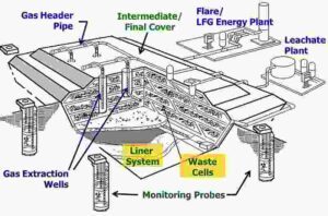 Parts of a Landfill Gas Collection System (Credit: US EPA - LMOP 2009)
