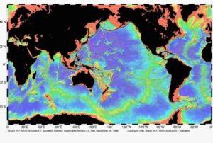 Abiotic Factors in the Pacific Ocean: Pacific Underwater Topography (shown in this bathymetric map) Includes a Broad and Diverse Range of Geological Features (Credit: NOAA (W.H.F.Smith), Scripps Institution of Oceanography (D.T. Sandwell) 1996)