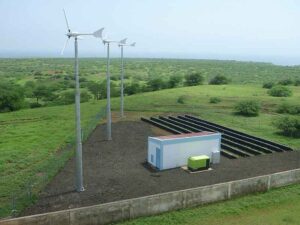 Examples of Clean Energy Utilization: Microgrid-Transmitted Wind Power (Credit: Munro89 2012 .CC BY-SA 4.0.)