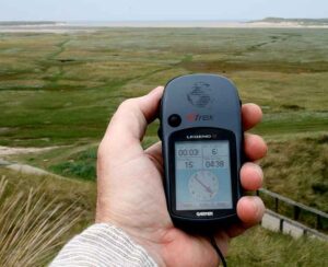 Radio Wave Frequency: Handheld GPS as a Device that uses RF Transmission (Credit: Paul Downey 2008 .CC BY 2.0.)