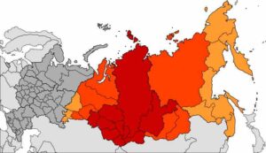 Tundra Locations in the World: Siberian Tundra Occupies Eastern Russia and its Adjacent Areas in the Eurasian Continental Zone (Credit: Hellerick 2008)